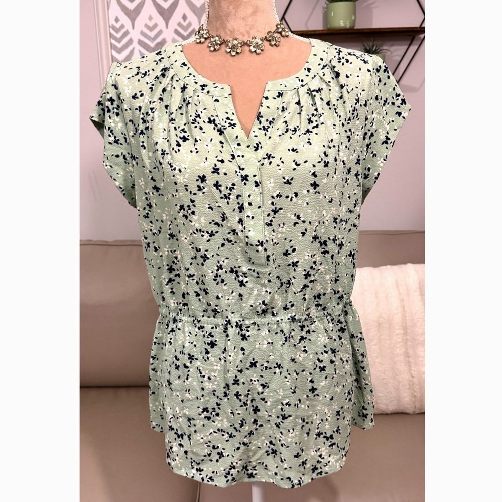 41 Hawthorn Stitch Fix Floral Blouse Custom Tailored Fit Cinch Women’s Sz Large